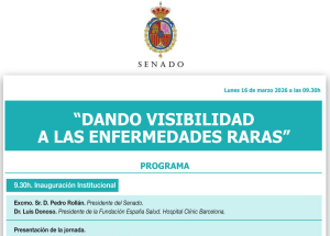 Lee más sobre el artículo Las enfermedades raras serán actualidad en el Senado a través de una jornada técnica organizada por la Fundación España Salud, SJD y FEDER